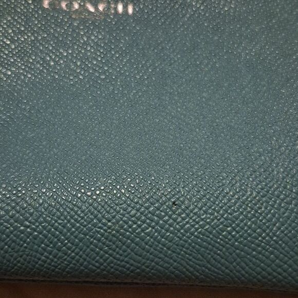 Coach Teal Leather Wristlet Wallet clutch - Picture 6 of 8